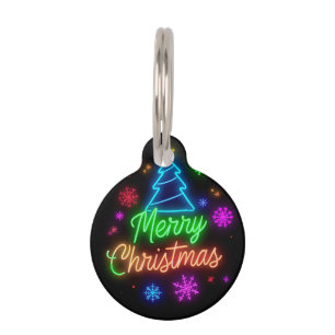 Neon Glow Christmas – Winter Holiday Design Pet Tag