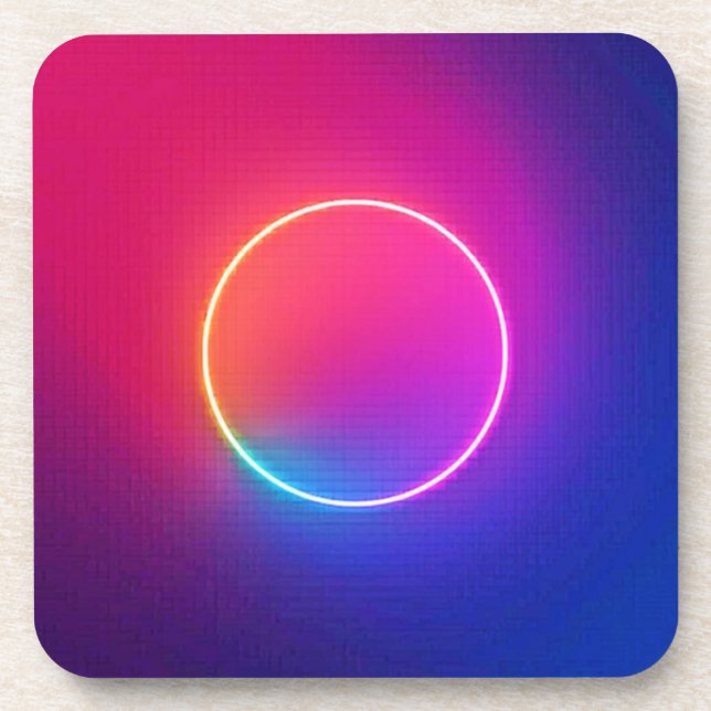 Neon Glow Circle Abstract Art Coaster (Front)