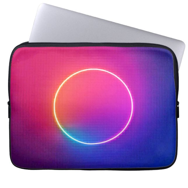Neon Glow Circle Abstract Art Laptop Sleeve (Front)