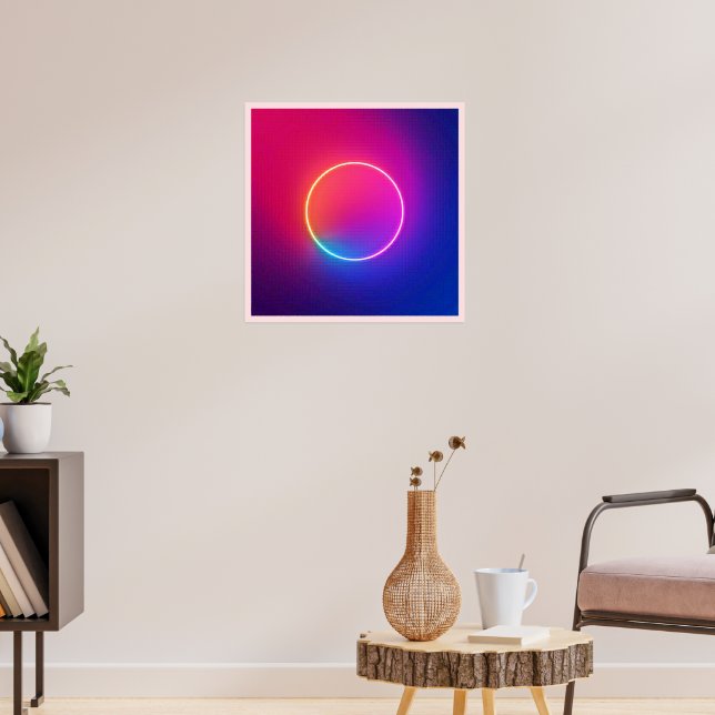 Neon Glow Circle Abstract Art Poster (Living Room 3)