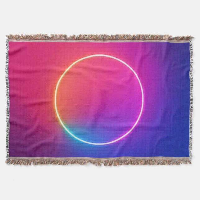 Neon Glow Circle Abstract Art Throw Blanket (Front)