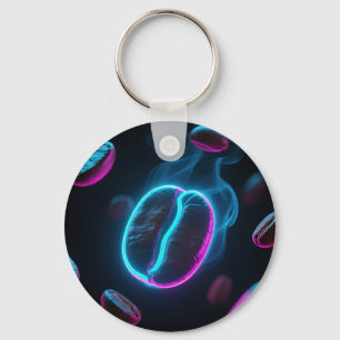 Neon Glow Coffee Bean Energy Key Ring