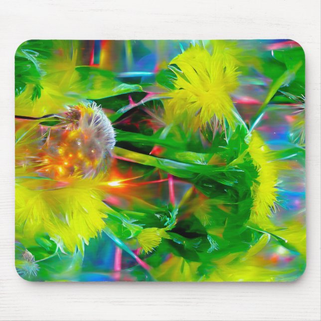 Neon Glow Dandelions in Dream Garden Mouse Pad (Front)