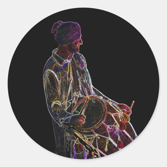 Neon Glow Dhol Drummer stickers (Front)