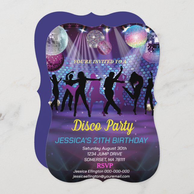Neon Glow Disco Dance Birthday Party (Front/Back)