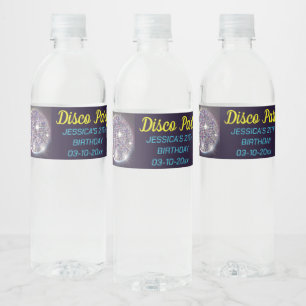 Neon Glow Disco Dance Birthday Party Water Bottle Label