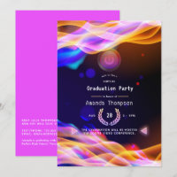 Neon Glow Flames Virtual Graduation Party