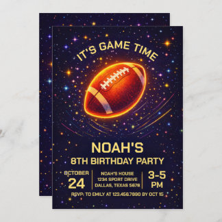 Neon Glow Football Birthday Invitation