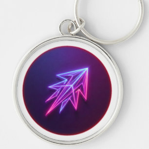 Neon Glow Futuristic Rocket Icon Key Ring