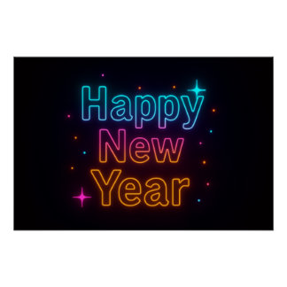 Neon Glow Gradient Typography Party Vibes Cool Poster