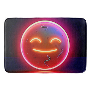 Neon Glow Happy Face Art Bath Mat