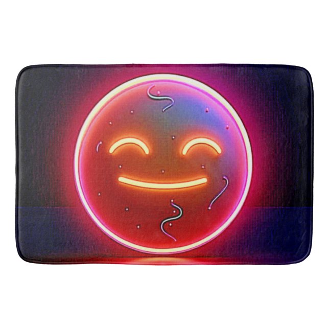 Neon Glow Happy Face Art Bath Mat (Front)