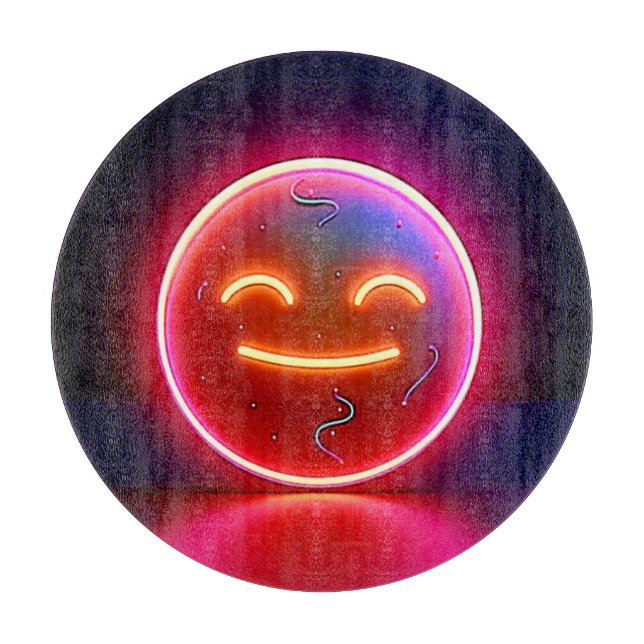 Neon Glow Happy Face Art Cutting Board (Front)