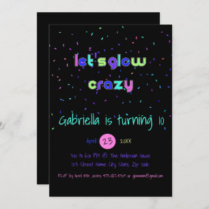 Neon Glow In The Dark Birthday Party Invitation