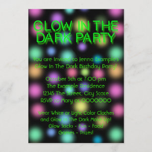 Neon Glow In The Dark Birthday Party Invitation