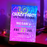 Neon glow in the dark birthday party invitation<br><div class="desc">Trendy neon glow in the dark pink blue neo vibrant colourful crazy party invitation for teens.</div>