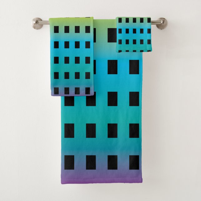 Neon glow in the dark colourful fluorescent 2 bath towel set (Insitu)