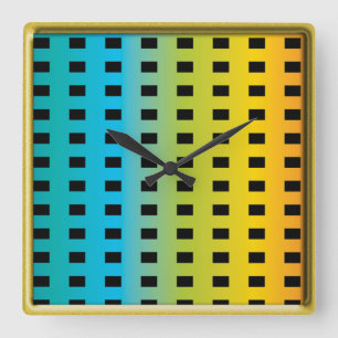 Neon glow in the dark colourful fluorescent 2 square wall clock