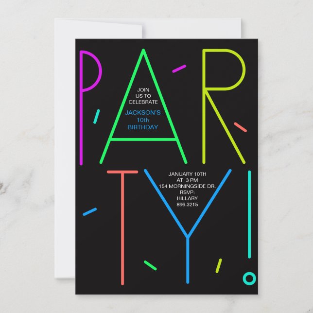 Neon Glow Invitation (Front)