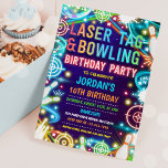 Neon Glow Laser Tag And Bowling Birthday Party  Invitation<br><div class="desc">Neon Glow Laser Tag And Bowling Birthday Party Invitation</div>