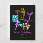 Neon Glow Lights Colourful Cocktails 21st Birthday Invitation<br><div class="desc">Customise any way you want.</div>