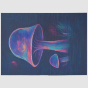 Neon Glow Mushrooms in Night Forest Decoupage Tissue Paper