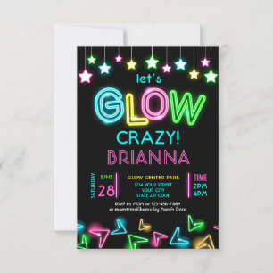 Neon glow party birthday invitation -10