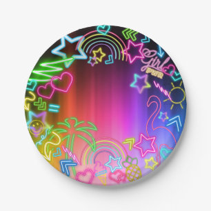 Neon Glow party  Paper Plate