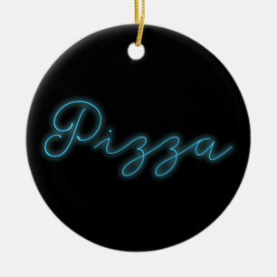 Neon Glow Pizza Ceramic Tree Decoration
