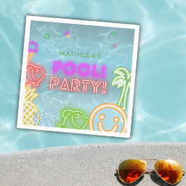 Neon Glow Pool Party Any Age Birthday Napkin