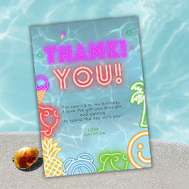 Neon Glow Pool Party Any Age Birthday Thank You Card