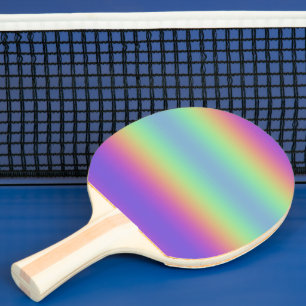 Neon Glow Rainbow Stripe Ping Pong Paddle