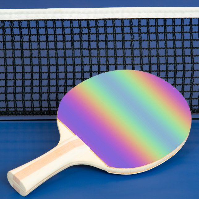 Neon Glow Rainbow Stripe Ping Pong Paddle (Insitu)