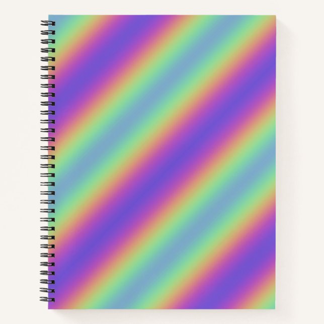 Neon Glow Rainbow Stripe Spiral Notebook (Front)