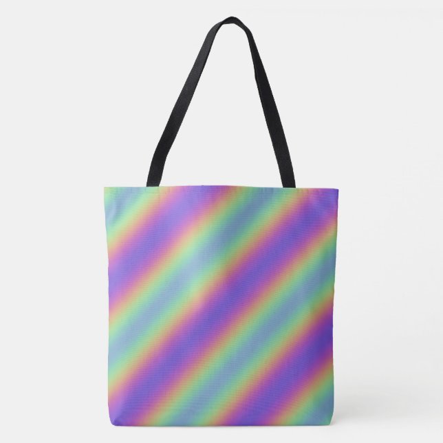 Neon Glow Rainbow Stripe Tote Bag (Front)
