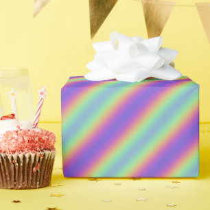 Neon Glow Rainbow Stripe Wrapping Paper