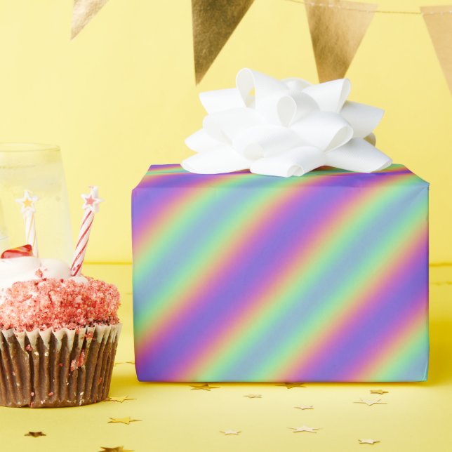 Neon Glow Rainbow Stripe Wrapping Paper (Birthday Party)