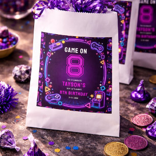 Neon Glow Retro Arcade Gaming 8th Birthday Favour Bags