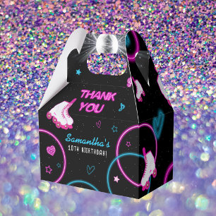 Neon Glow Roller Skating Let's Roll Birthday Party Favour Box