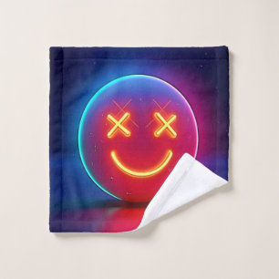 Neon Glow Smiley Face Bath Towel Set