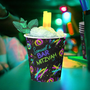 Neon Glow Stick Bar Mitzvah ID991 Paper Cups