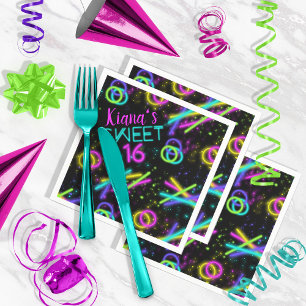 Neon Glow Stick Sweet 16 Name ID760 Napkin