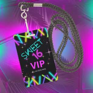 Neon Glow Sweet Sixteen ID760 ID Badge