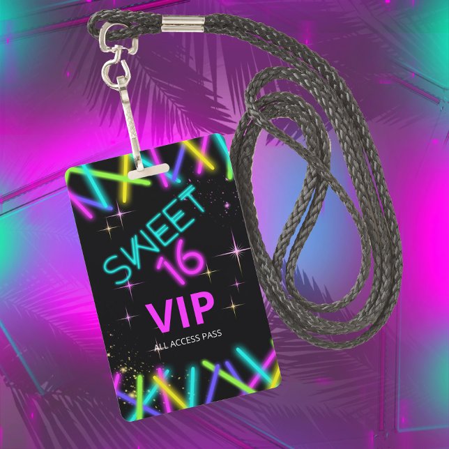 Neon Glow Sweet Sixteen ID760 ID Badge (Creator Uploaded)