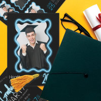 Neon Glow Wavy Border Photo Graduation Party