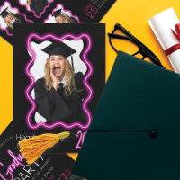 Neon Glow Wavy Border Photo Graduation Party