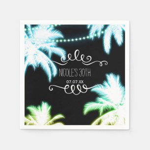 Neon Glowing Palm Trees Beach Party Summer Napkin