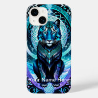 Neon Glowing Tiger mystical and ethereal