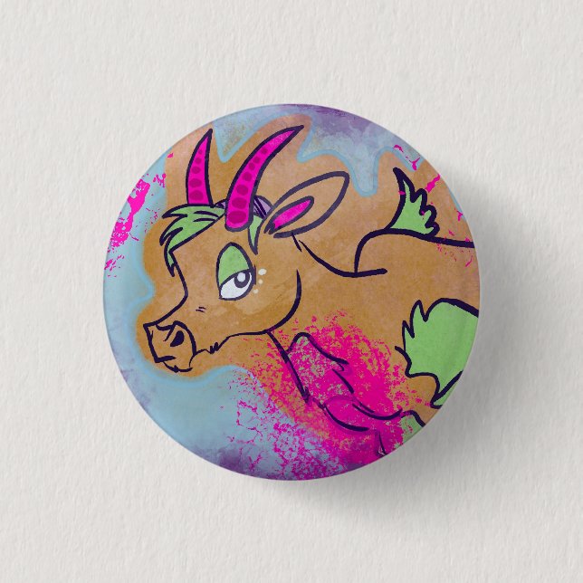 Neon Goat 3 Cm Round Badge (Front)