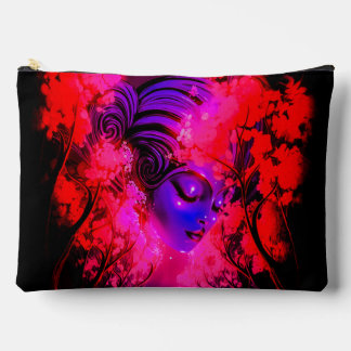 Neon Goddess in Enchanted Forest Accessory Pouch